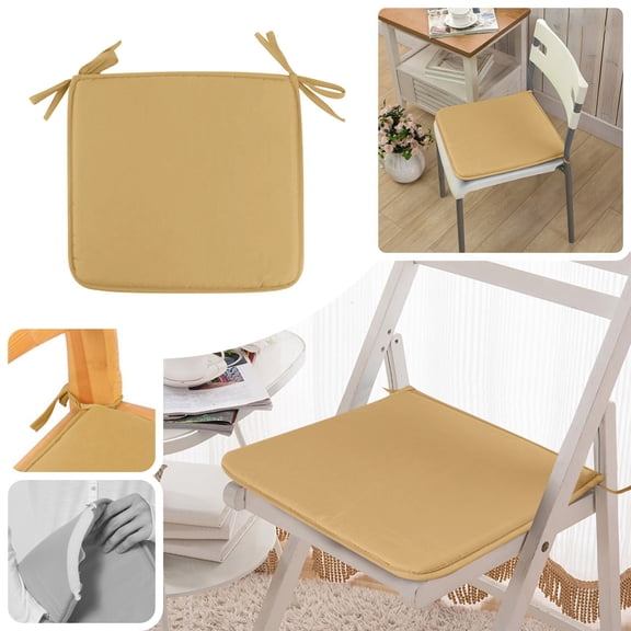 Square Seat Pad with Straps Cozival Square Dining Chair Seat Cushion with Straps - Thickened Fabric Pad for Outdoor Stools & Patio Chairs - Tie-On Solid Color Design - Cozy & Decorative, Brown