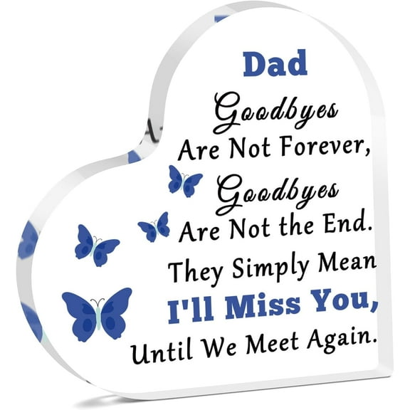 Dad Memorial Gifts Sympathy Acrylic Plaque Bereavement Gifts for Loss of Father In Memory of Dad Papa Acrylic Heart Keepsake Remembrance Sympathy Gifts for Loss of Father Desk Decor Signs 4x4 inch