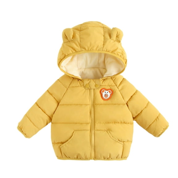 WOLLED Infant Hooded Cotton Jacket Toddler Baby Winter Padded Thickened Coats Boys Girls Solid Color Padded Outerwear for 12M-4Y