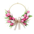 thumbnail image 2 of Spring Tulip Wreath for Front Door, Tulip Floral Wreath for Outdoor Wedding Decor, Boho Easter Holiday Wall Party Supplies ,16 Inches, Pink, 2 of 5