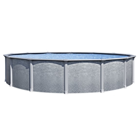 Lake Effect Pools 27' Round x 54" Height Lifestyle Above Ground Swimming Pool with 25 Gauge Waves of Poseidon Liner