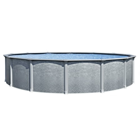 Lake Effect Pools 27' Round x 54" Height Lifestyle Above Ground Swimming Pool with 25 Gauge Waves of Poseidon Liner
