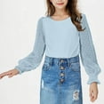 thumbnail image 4 of breaise Girls Puff Long Sleeve Shirts Chiffon Swiss Dot Blouses Casual Crew Neck Top Tee, 4 of 6