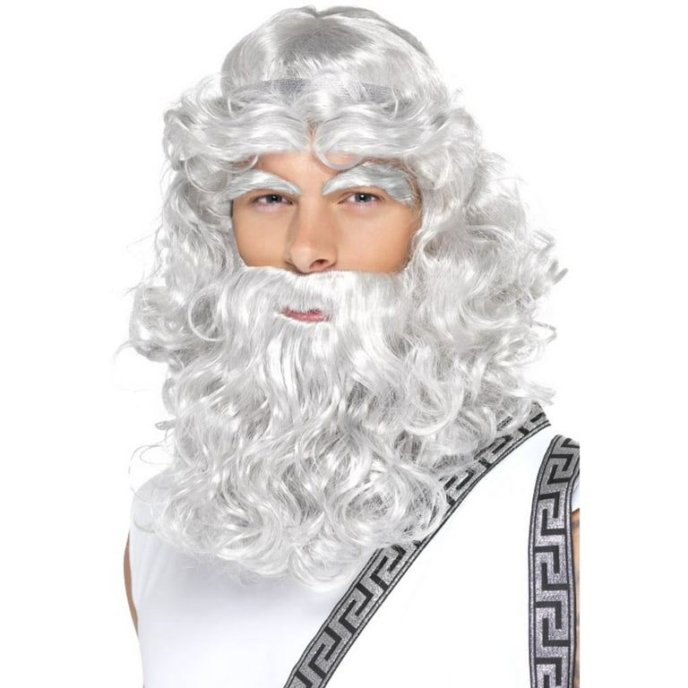 Zeus Wig With Beard Mens Grey Zeus Wig With Beard Mens Grey