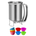 thumbnail image 1 of 2 in 1 Stainless Steel 800Ml Batter Dispenser with Squeeze Handle, Pancake Pourer Batter Pitcher Mixing Baking Tool, 1 of 7