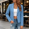 thumbnail image 5 of Women's Long Sleeve Tailored Blazer Jacket Slim Fit Notched Lapel Single Breasted Wrinkle Free Business Casual Work Office Daily Wear, Blue, L, 5 of 9