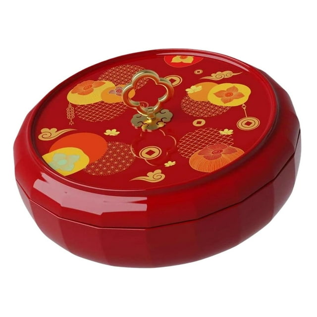 Luzkey Compartment Snack Serving Tray Appetizer Tray with Lid Container Snack Storage Holder for Wedding Kitchen New Year Party Nuts B