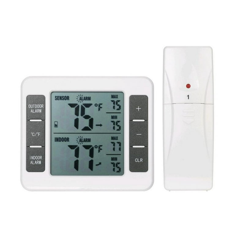 Indoor Outdoor Thermometer with Wireless Sensor Digital Temperature Monitor  Meter Max & Min Record Large LCD Display for Home Bedroom Office (1