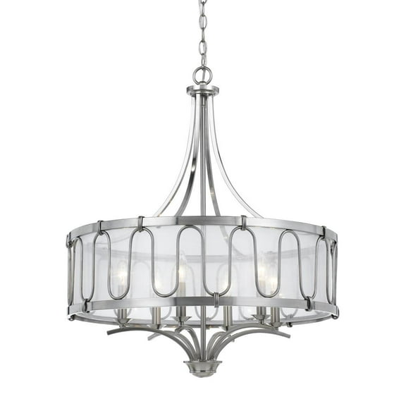 Cal Lighting 60W X 6 Vincenzametal Chandelier With Trasparent Fabric Shade