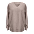thumbnail image 3 of TRUBKH Women's Sweaters Long Sleeve Shirts V Neck Tops Business Casual Sweater Relaxed Fit Plus Size Business Casual Outfits for Women Seamless Knit Fall Casual Sweater Women's Clothing Beige S, 3 of 3