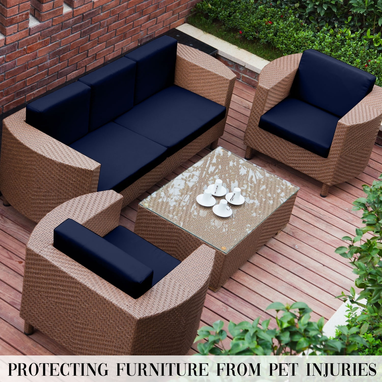 SUKAIKEQA Outdoor Cushion Covers Set,8PCS Patio Furniture Couch Seat Slipcovers, Replacement for Sofa Sectional Chair(Cover，Only)
