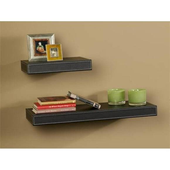 Amore Designs Leather Shelving Black, 10 x 24 in.