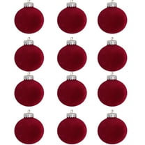 Tarmeek 12Pcs Velvet Christmas Flocking Balls Ornaments for Xmas Christmas Tree, Plastic 3.15 Inch Shatterproof Christmas Tree Decorations Hanging Ball for Holiday Wedding Party Decoration