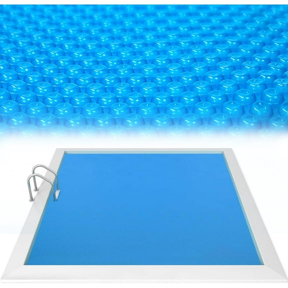 XgoodX Solar Pool Cover, 8 Mil Blue Heavy Duty Rectangle Solar Blanket Heaters for Above-Ground and In-Ground Pools(18' x 36')