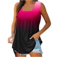 thumbnail image 2 of Wiyuqeen Printed Tank Tops for Women Trendy Pleated Square Neck Sleeveless Tops Casual Curved Hem Flowy Blouses Elegant Side Split Graphic Tees 2024 Tshirts, 2 of 5