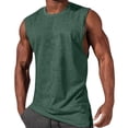 thumbnail image 1 of Camisetas sin mangas para hombre, cuello redondo, camisa holgada sólida, camisas deportivas para entrenamiento, camisetas sin mangas para correr, verde, 1 of 5