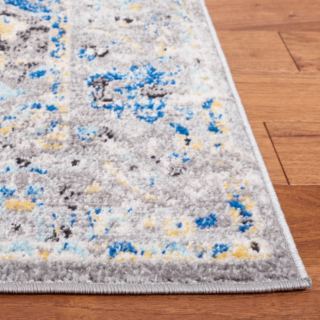 SAFAVIEH Madison Caden Floral Bordered Area Rug, Grey/Gold, 9' x 12'