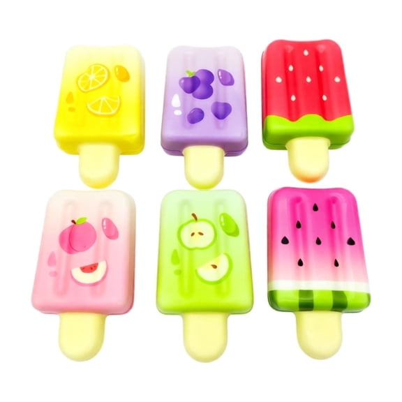 Fruit Popsicle Squishy Toy, 1PC Random Color Ice Pop Stress Ball with Fruit Print, Slow Rising Squeeze Fidget Toy, Stress Relief Sensory Toy for Adults, Summer Christmas Gift