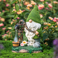thumbnail image 5 of Teresa's Collections 8.9'' H Gnome Statue, Outdoor Flocked Garden Gnome Statue with Solar Light for Porch Patio Lawn Garden Decor, Gifts for Mom, 5 of 13