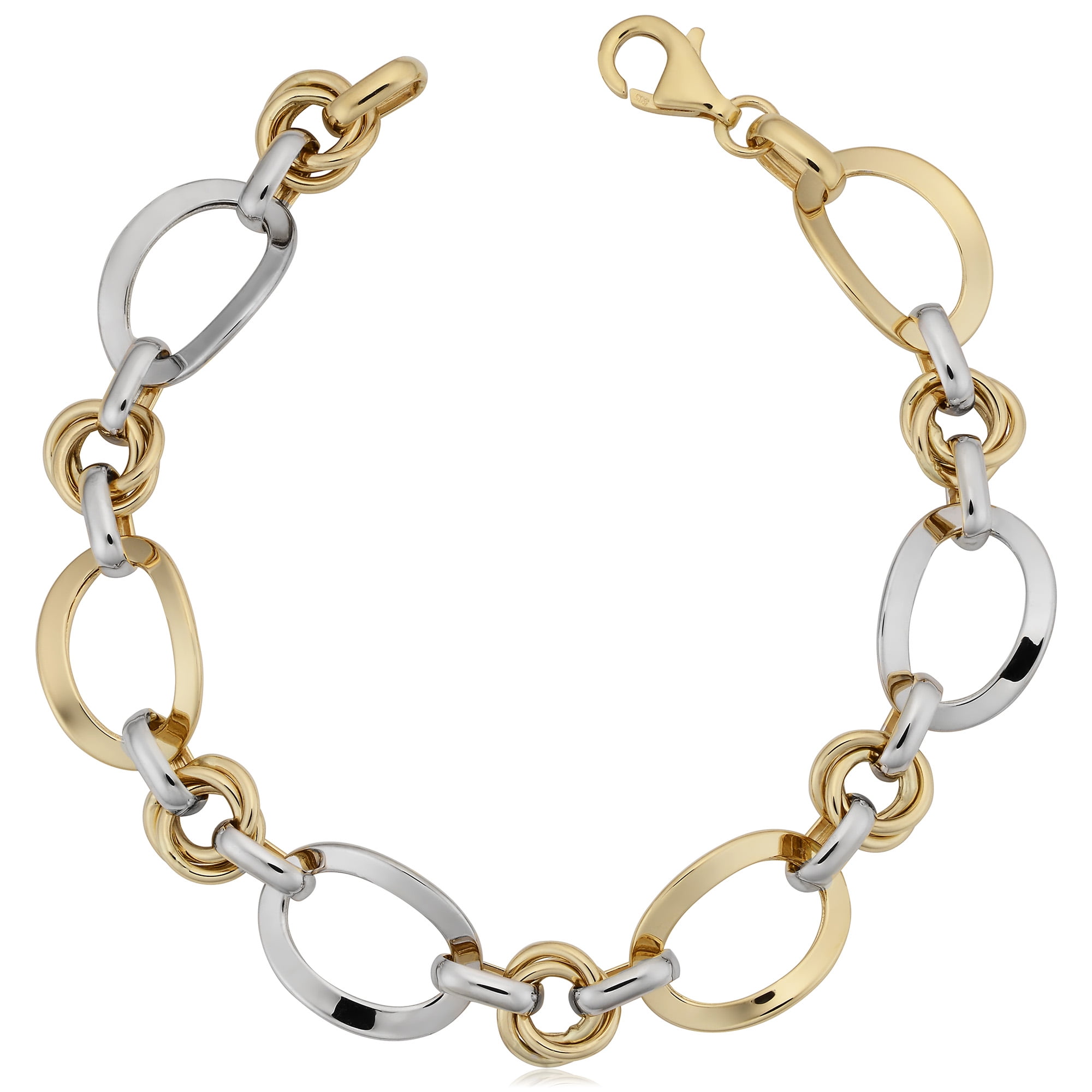 14k White And Yellow Gold Oval Link Womens Bracelet, 7.5" Walmart Canada