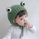 thumbnail image 2 of Gorros de punto de rana gruesa de felpa para niños, con pompón gorros de invierno, tejido de ganchillo grande para bebé, niño y niña, gorro de disfraz de Navidad, 2 of 4
