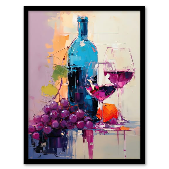 Wine Lovers Oil Painting Kitchen Artwork Art Print Framed Poster Wall Decor 12x16 inch