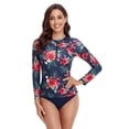 thumbnail image 3 of Women Two Piece Tankini Set Swimsuit Swimwear Long Sleeve Tops With Swim Bottoms Loose Fit Beachwear Swimming Costumes Bathing Suit, 3 of 7