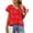 Red, variant on Womens Plus Size Tops Ruffle Sleeve Lace-Up V-Neck Shirts Loose Fit Casual T-Shirts Red M-4X