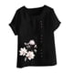 thumbnail image 4 of Vestidos Casuales Para Mujer, Blusas De Mujer De Moda Blusa informal de lino con cuello redondo y manga corta con botones para mujer, 4 of 4