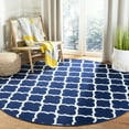thumbnail image 2 of SAFAVIEH Dhurrie Ulysses Geometric Moroccan Wool Area Rug, Navy/Ivory, 7' x 7' Square, 2 of 9