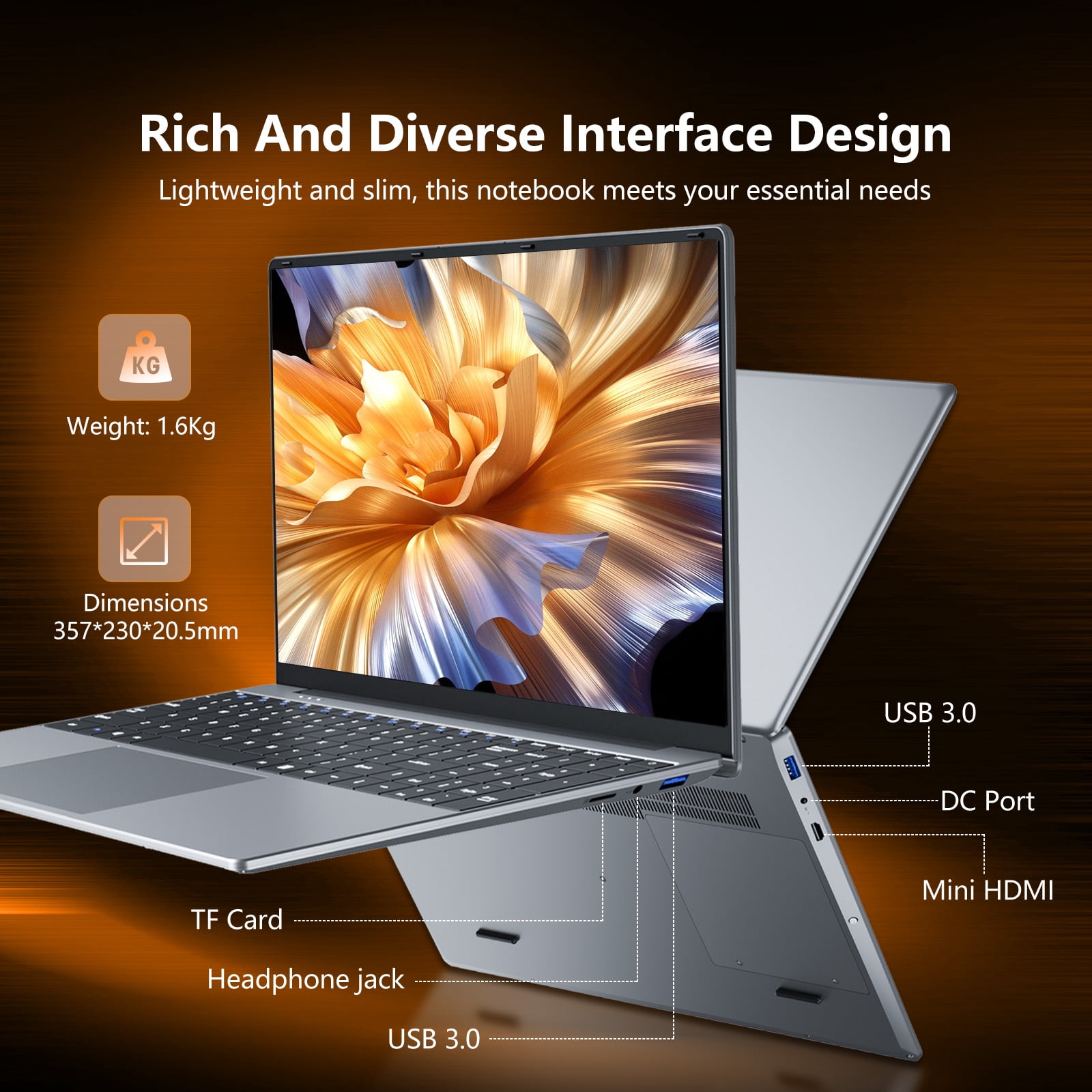 KUU i5 Gaming laptop 15.6" FHD Thin Business Laptop, Intel Core i5-7Y54, 16GB ddr4,512GB SSD, Backlit keyboard Windows 11 Silver