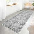 thumbnail image 4 of Garvee 2'x6' Persian Runner Rug, Vintage Distressed Floral Boho Rug Farmhouse Non-Slip Low Pile Accent Carpet for Bedroom Hallway Kitchen, Light Gray, 4 of 9