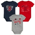 thumbnail image 3 of Girls Newborn & Infant Navy/Red/Heathered Gray Boston Red Sox 3-Pack Batter Up Bodysuit Set, 3 of 3
