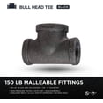 thumbnail image 4 of Supply Giant BMBT0340 Black Malleable Bull Head Tee Fitting with Female Threaded Connections, 3/4" x 3/4" x 1", 4 of 6