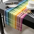 thumbnail image 3 of Colorful Gradient Plaid Cotton Linen Table Runner 13 x 70 inch Ombre Abstract Modern Check Non-slip Rectangular Dining Table Decor for Wedding Party Holiday Dinner, 3 of 8