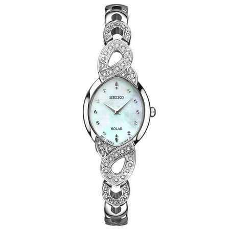 Seiko Set Wrist Watch - Womens Solar Swarovski Crystal Gift Set - Mother of Pearl - Necklace