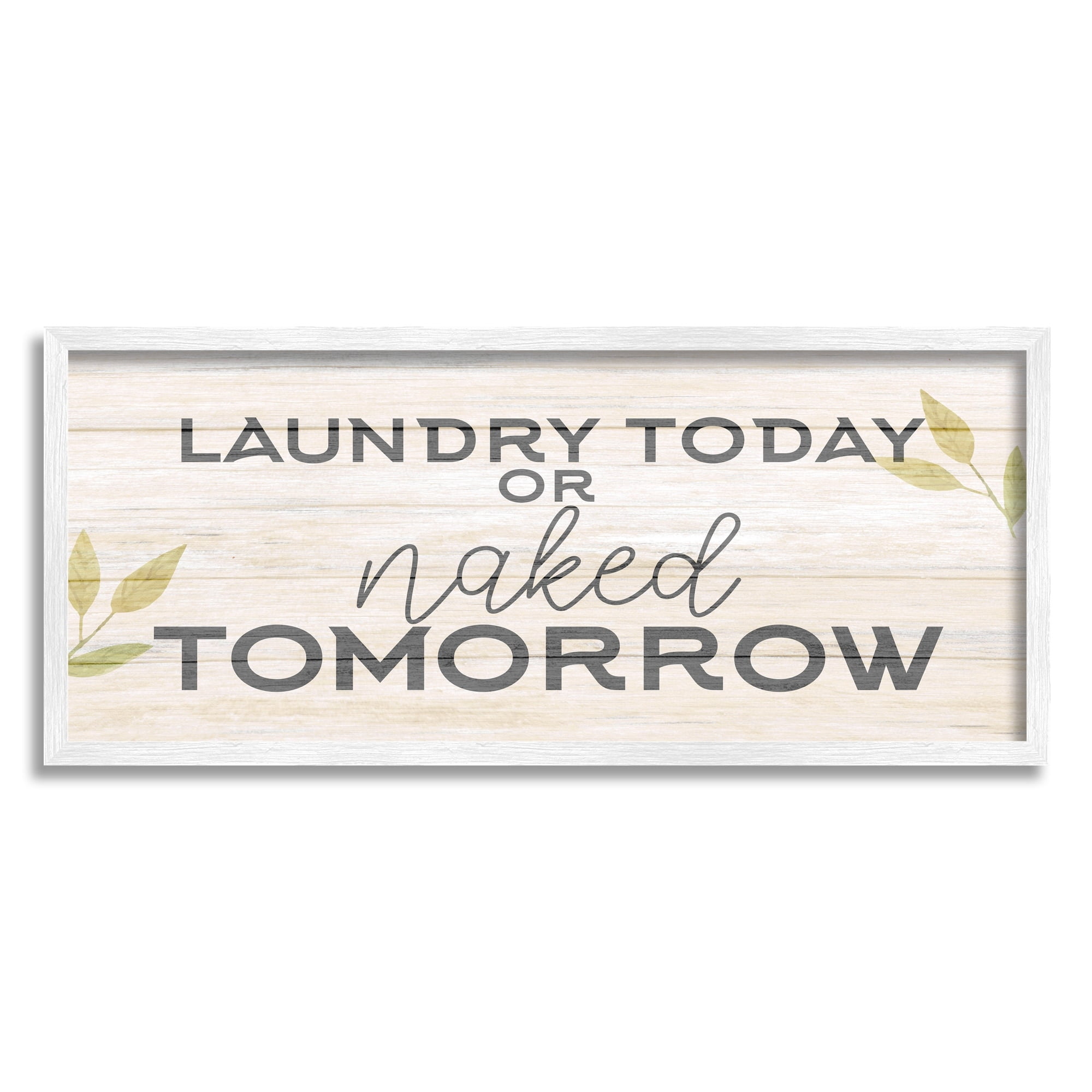 Stupell Industries Botanical Laundry Sign Text Typography Funny Quote Framed Wall Art, 30 x 13, Design by Kim Allen