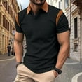 thumbnail image 3 of HomeGardon Mens Shirts Turn Down Collar Short Sleeve,Mens Shirts Turn Down Collar Solid-Color Casual Splicing Cedar Short Sleeve Turndown Collar Top,S-XXXL, 3 of 7