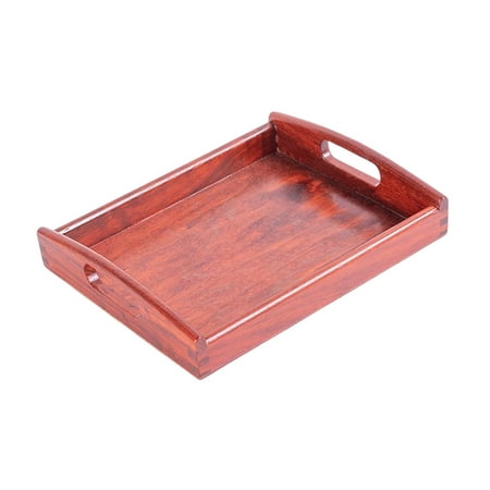 

Decorative Wooden Tray with 2 Handle Tea Drink Platter Storage Farmhouse Decor Rectangular Serving Platters for Lunch BBQ Dinner Party Patio Rosewood Small