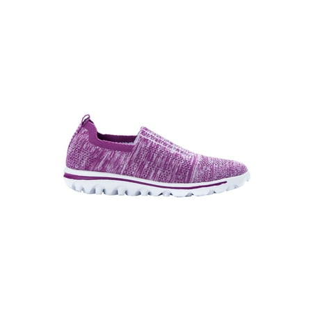 

PROPET Womens Purple Mixed Knit Stretch Flex Heel Pull-Tab Cushioned Breathable Travelactiv Round Toe Wedge Slip On Sneakers Shoes 7.5 W