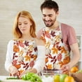 thumbnail image 3 of Fall Pumpkins Leaves Pattern Apron-Garden Aprons for Women with Pockets-Cotton Linen Waterproof Kitchen Cooking Gardening Aprons Adjustable for Kitchen,Cooking,BBQ and Salon 33"x27", 3 of 7