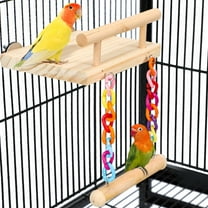 Bird Perches Cage Toys Parrot Wooden Platform Play Gyms Exercise Stands with Acrylic Wood Swing Ferris Wheel Chewing for Animals