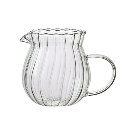 

Hazel Tech---Creative Stripe Glass Cup With Handle Heat-resistant Coffee Milk Tea Separator Fair Cup