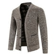 thumbnail image 4 of Brnmxoke Mens Button Cardigan - Open Front Knitted Cardigans Soft Brushed Flannel Lining and Pockets Big and Tall Long Sleeve Top Coffee,XXXL, 4 of 5