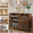thumbnail image 5 of Lisicues Record Player Stand with Vinyl Storage, Turntable Stand Table, Power Outlet, Sliding Door, 5 of 8