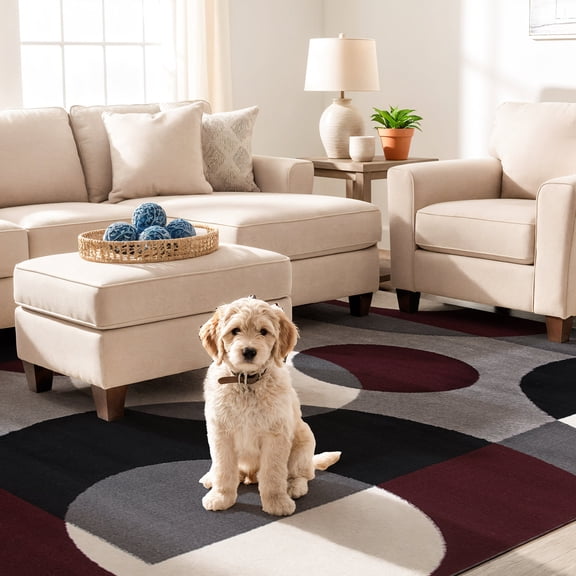 World Rug Gallery Modern Geometric Area Rug - Burgundy 5'3" x 7'3"