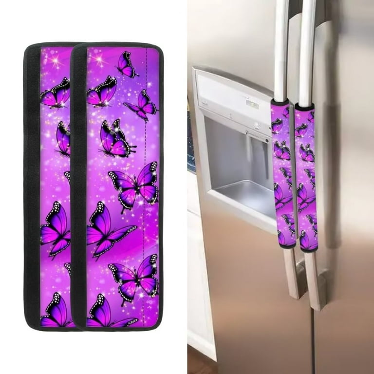 Renewold Glitter Butterfly Refrigerator Door Handle Cover Removable Ovens  Fridge Oven Microwave Kitchen Decor Accessories Anti-Scratch Refrigerator
