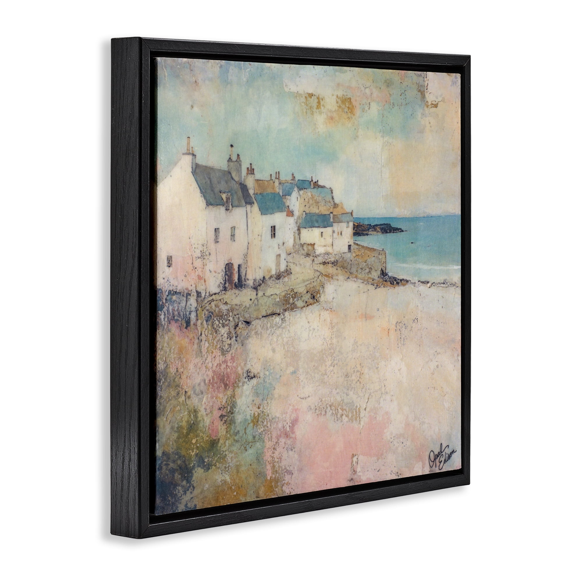 Stupell Industries Town Corner Architecture Black Framed Floater Canvas Wall Art, design by Opal Edison