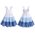 thumbnail image 3 of IBTOM CASTLE Toddler Little Girls Rainbow Twirly Skater Dress Kids Back to School Dress Summer Casual Tea Party Beach Sundress 3-4 Years Blue, 3 of 8