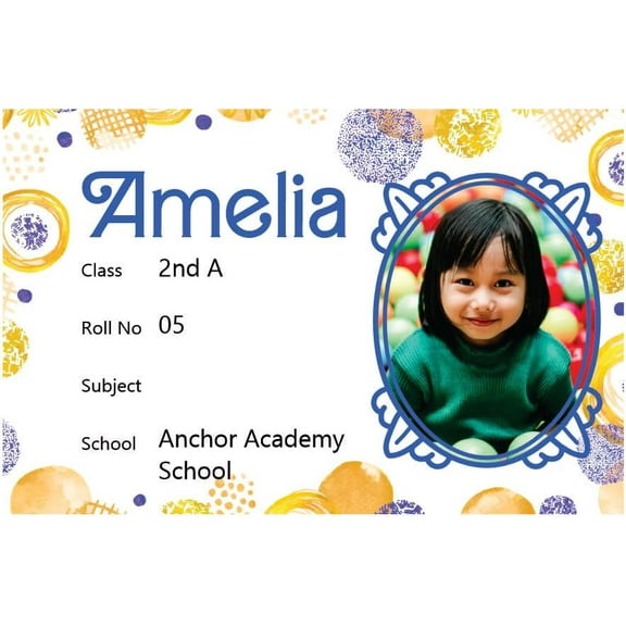 Custom School Name Tags 36 Water Resistant Stickers for Diaries & Notebooks With Customize Photo Vnyl Paper Decorate School Books